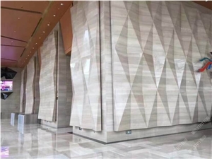 Beige Marble Cladding Cnc 3d Building Wall Panel