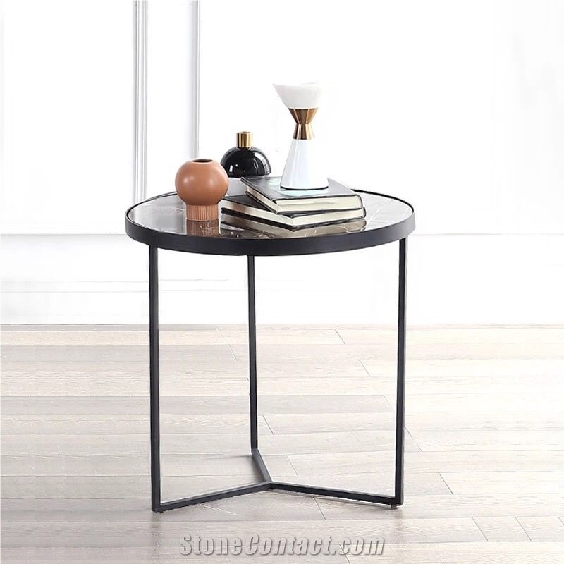 Black and Brown Marble Coffee Table Tea Top Office