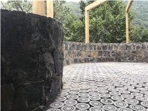 Black Granite Flooring Pattern Cube Stone