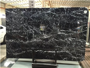 Black Marble White Vein Slab Flooring Tile Pattern