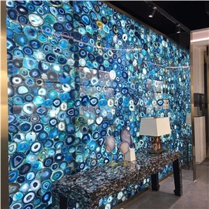 Blue Semiprecious Agate Stone Tiles for Floor