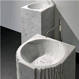 Carrara White Wash Basin Round Sink