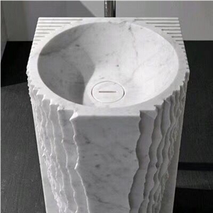 Carrara White Wash Basin Round Sink