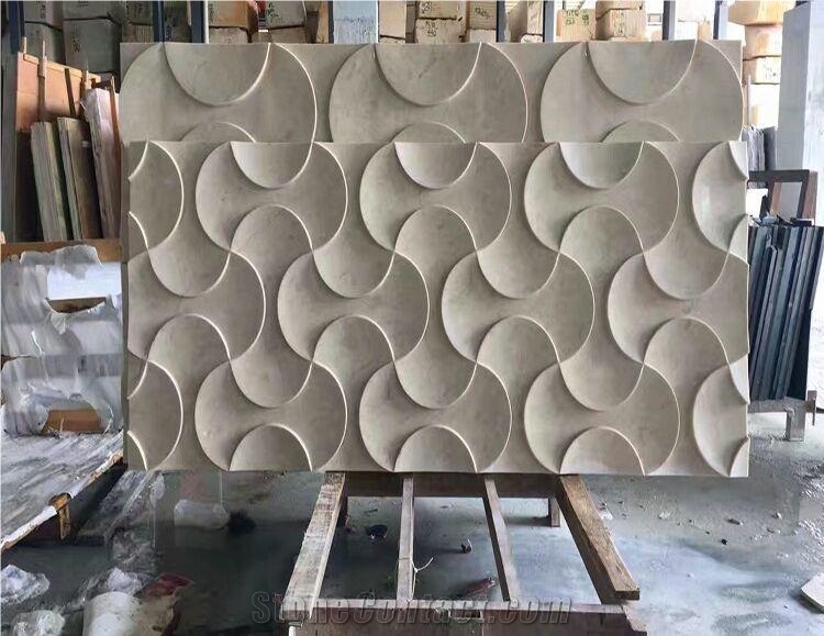Carving Wave Marble Art Works 3d Cream Pinta Panel
