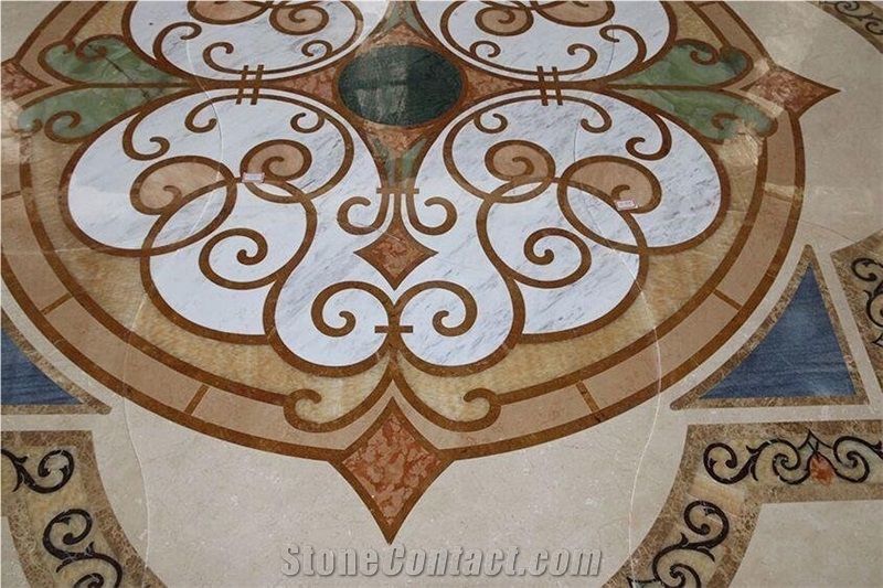 Customized Water Jet Marble Medallion for Lobby