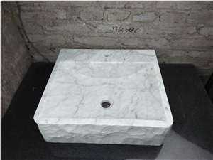 Drop-In Marble Basins Carrara White Oval Basins