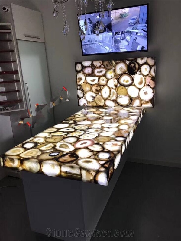 Luxury Agate Backlit Table Top Coffee Table Office
