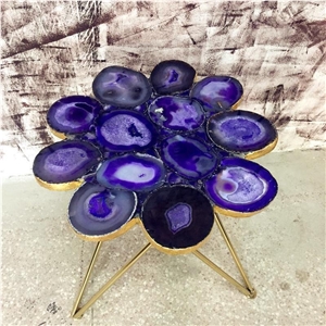 Purple Agate Round Coffee Table,Cafe Small Tables