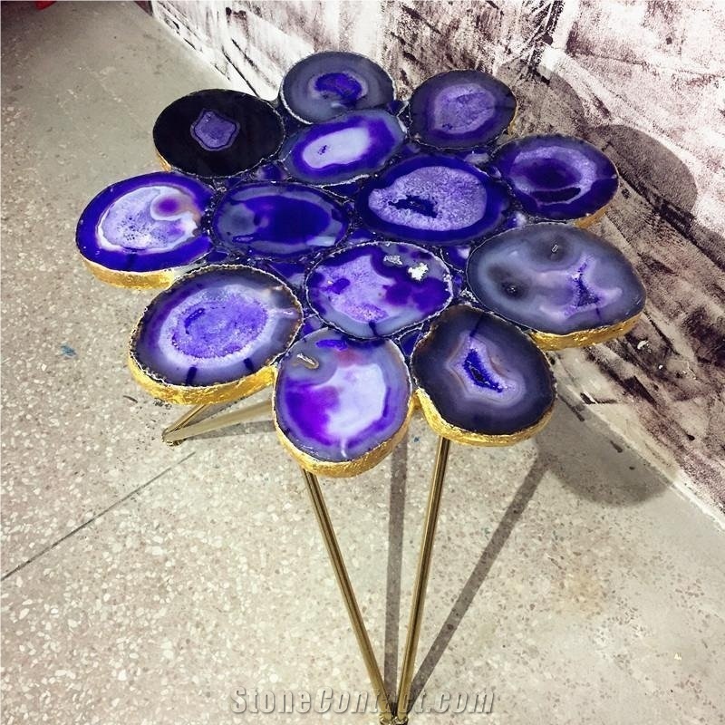 Purple Semi-Precious Round Tables for Hotels&Villa