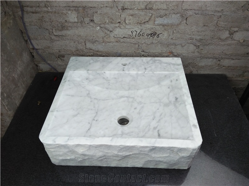 Solid Carrara White Drop-In Bathroom Sinks