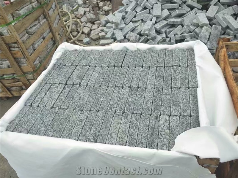 Tumbled Cube Pavers Stone Cobble Light Granite
