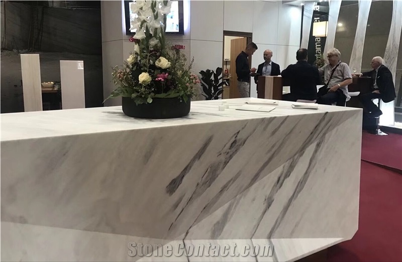 White Marble Office Table Reception Table Worktop