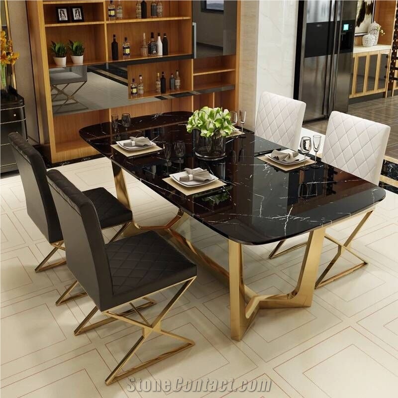 White Marble Rectangle Dinner Table Coffee Office