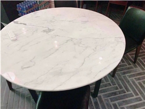 White Marble Tabletop Restaurant Table Dinner Office