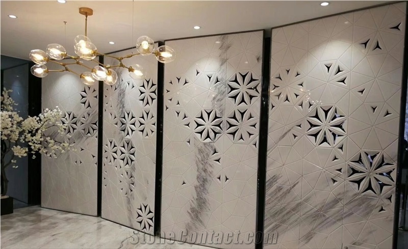 White Marble Wall Cladding Grey Vein Floor Tile