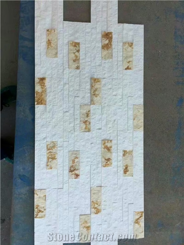 Yellow and White Culture Stone Ledge Wall Panel