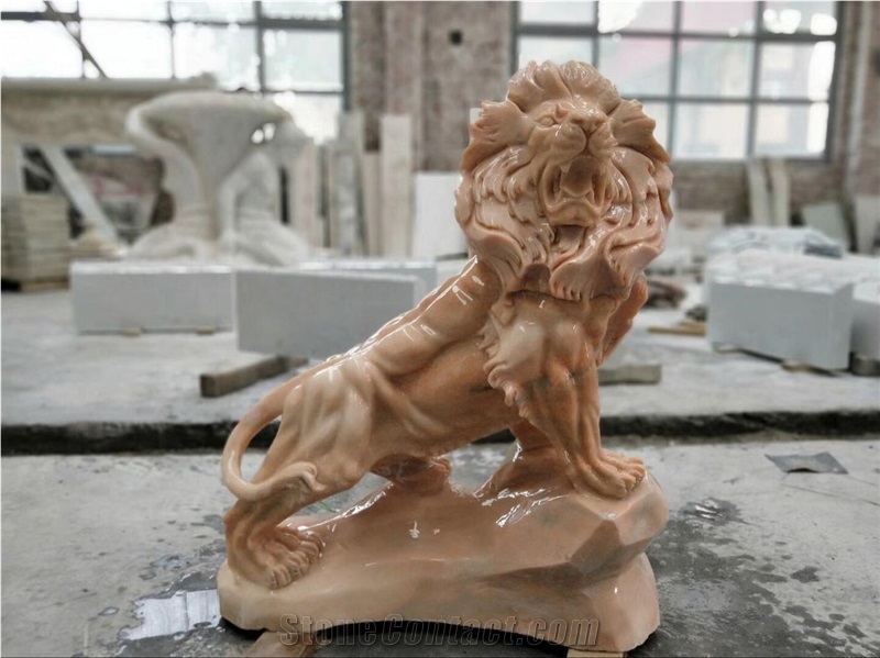 Yellow Lion Shishi Sculptures Animal Garden Statue From China