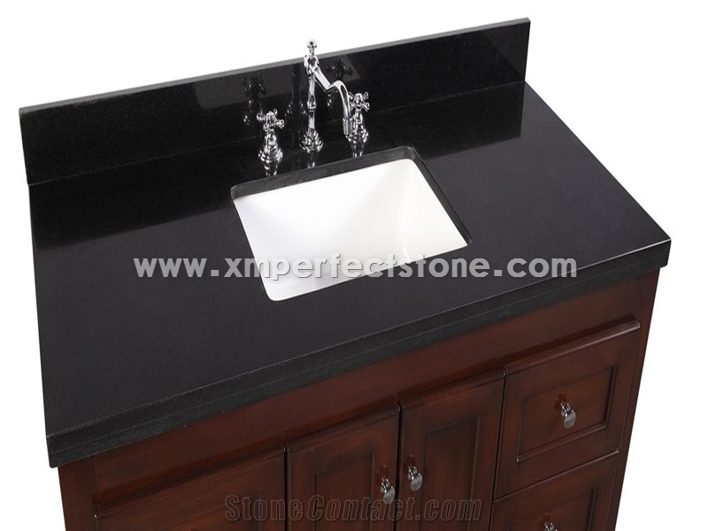 48 Black Quartz Bathroom Vanity Top, Black Quartz Vanity Tops