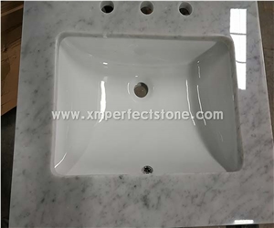 Carrara Marble Countertop with Sink for Bathroom