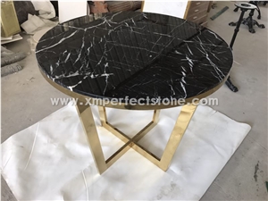 Chinese Black Marble Nero Venato Round Table Tops
