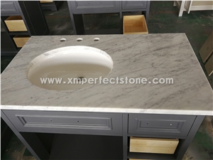 Natural White Marble Stone Vanity Tops with Sink