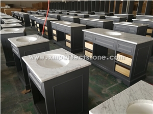 Natural White Marble Stone Vanity Tops with Sink