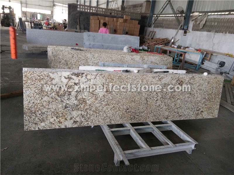 New Gold Granite Kitchen Countertop Prefab Granite