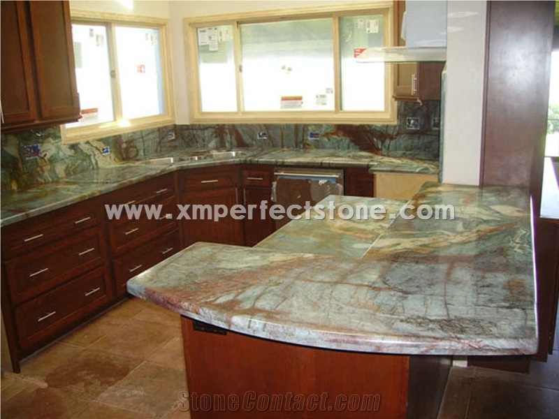 Rainforest Green Marble Countertop Prefab From China