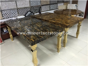 Yellow Tiger Eyes Semiprecious Stone Table Tops