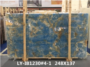 Blue Onyx Slabs Tiles for Interior Design Marble