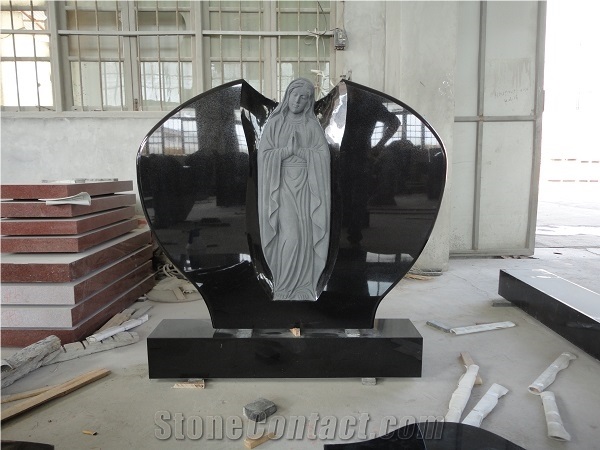 Black Granite Holy Mary Maria Monument Tombstone