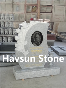 Carved Rose Teardrop Headstone/Tombstone/Monument