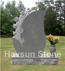 Carved Rose Teardrop Headstone/Tombstone/Monument