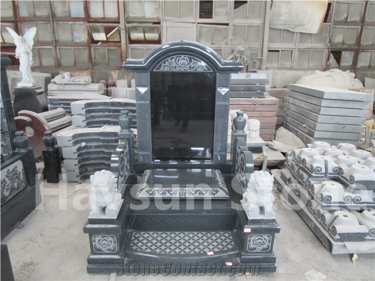 Chinese Style Dark Grey Monuments,Tombstones Grave