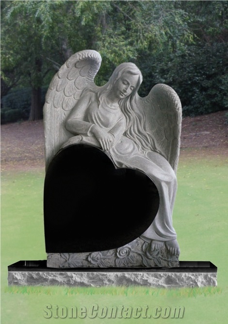 Custom Us Style Sitting Angel with Heart Monument