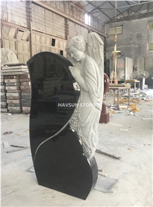 Engraved Wing Angel Monument Tombstone for Russia