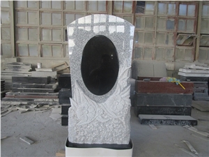 Flower Carving White Granite Headstone Tombstone