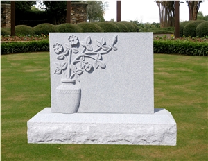 G603 Bella White Granite Flower Headstone Monument