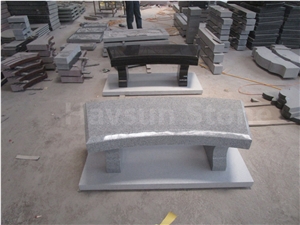 Black And Grey Granite Curved Memorial Bench For Cemetery
