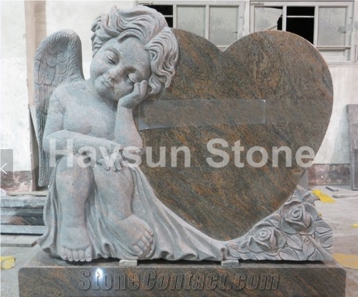 Little Angel Cherub Heart Baby Tombstone,Headstone