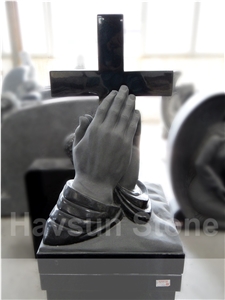 Praying Hands Cross Cremation Pedestal Monument