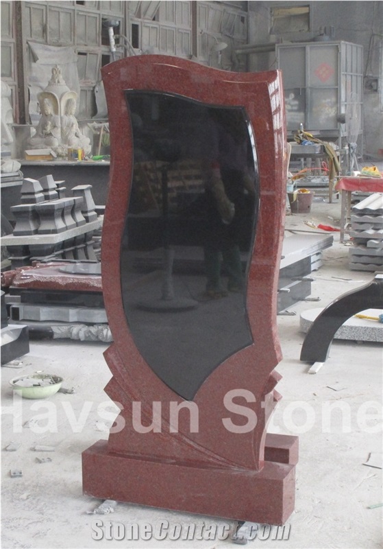 Red & Black Two Color Memorial Tombstone Monuments