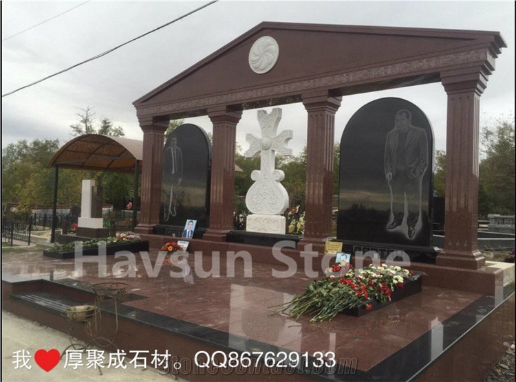 Russian Cross Etched Family Memorials Monuments