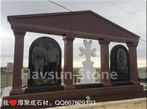 Russian Cross Etched Family Memorials Monuments