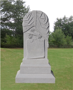 Scroll Wreath White Granite Headstone Monument