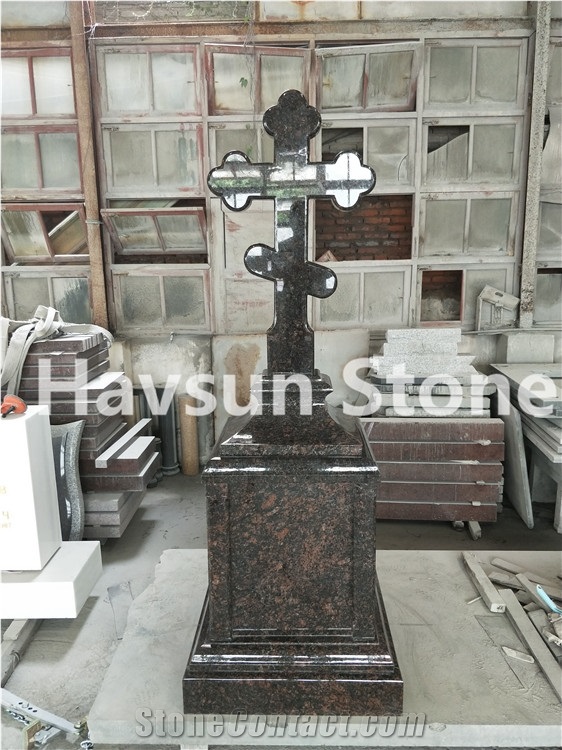 Tan Brown Cross Brown Tombstone/Obelisk/ Monument