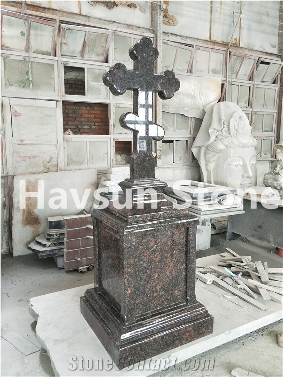 Tan Brown Cross Brown Tombstone/Obelisk/ Monument