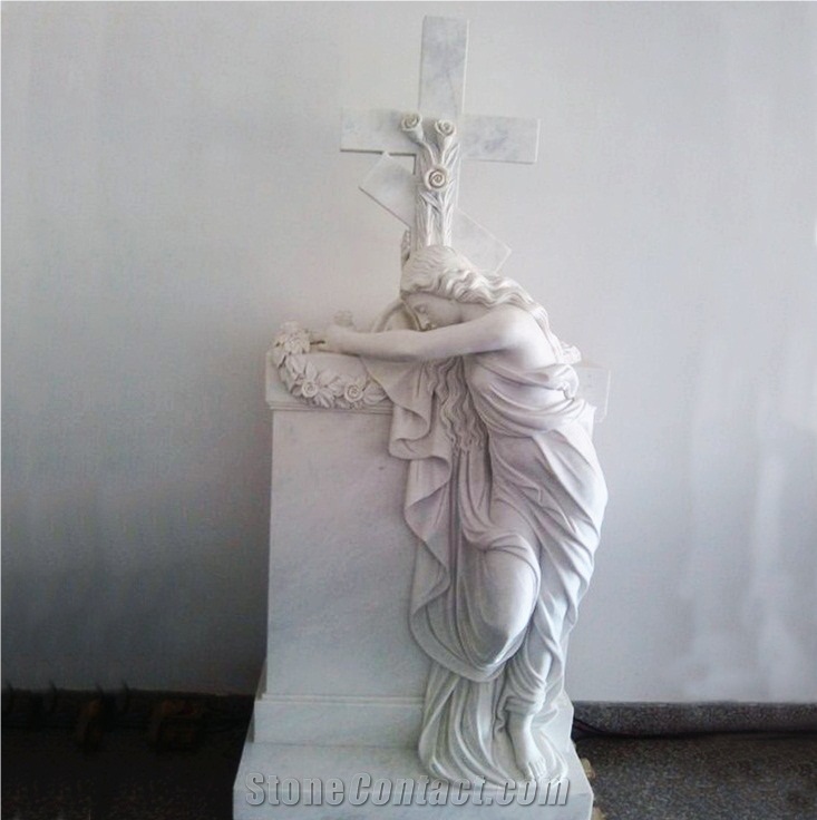 White Marble Angel Sculpture/Statue Tombstone