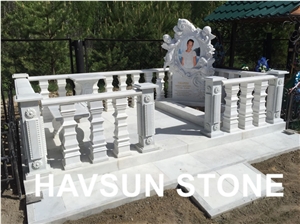 White Marble Tombstone/Monument for Kids/Child/Boy
