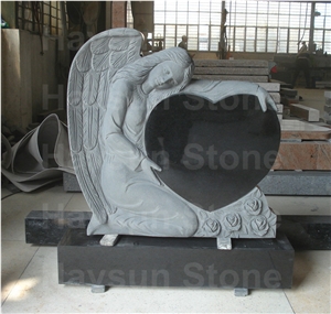 Wing Angels with Hearts Monument & Tombstone